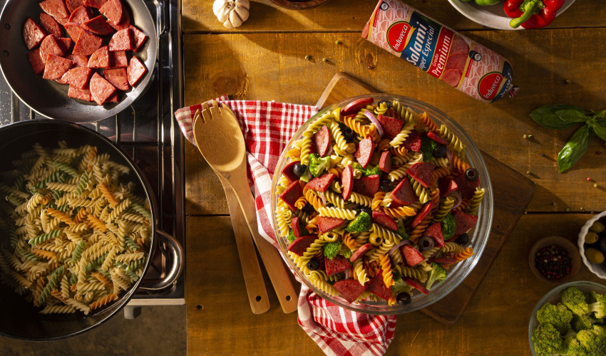 Receta Pasta Jardinera con Salami