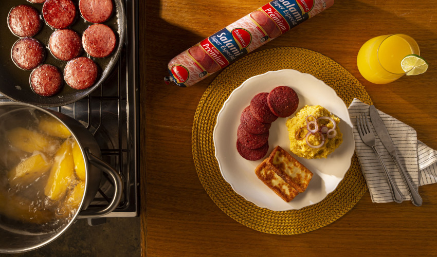 Receta Salami frito, Mangú de plátanos y queso frito