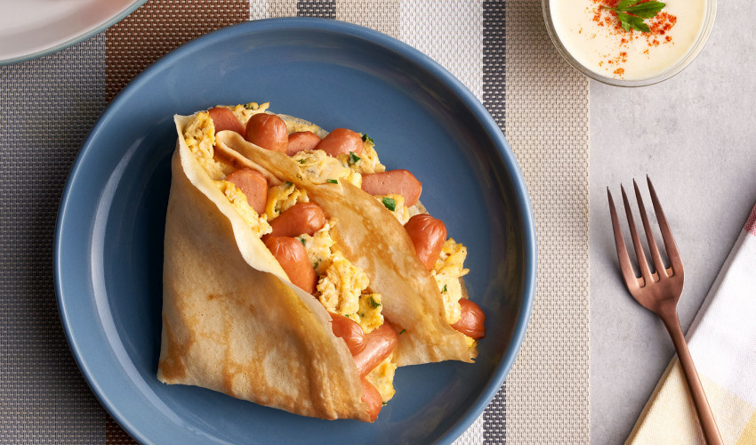 Crepes rellenas de Salchichas Frank´s Cocktail