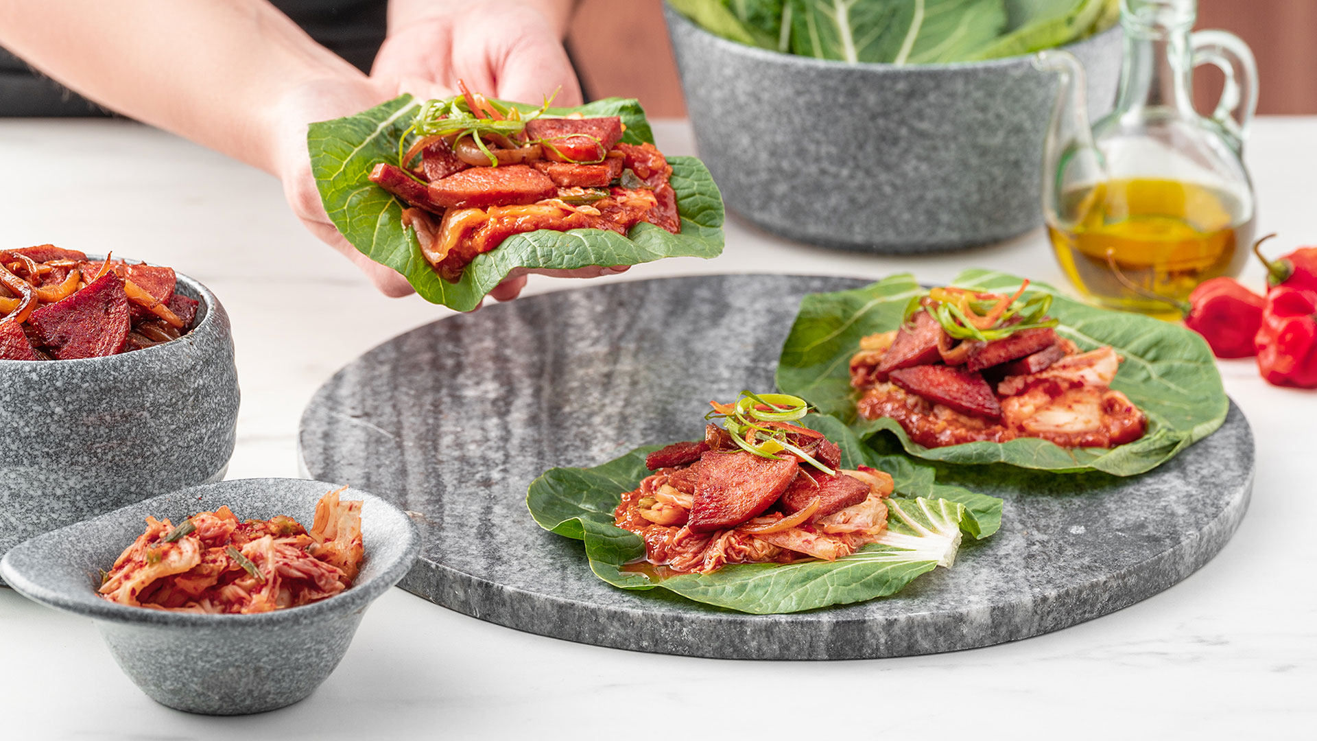 Korean salami Don Pedro Keto servido como BO SSAM Induveca